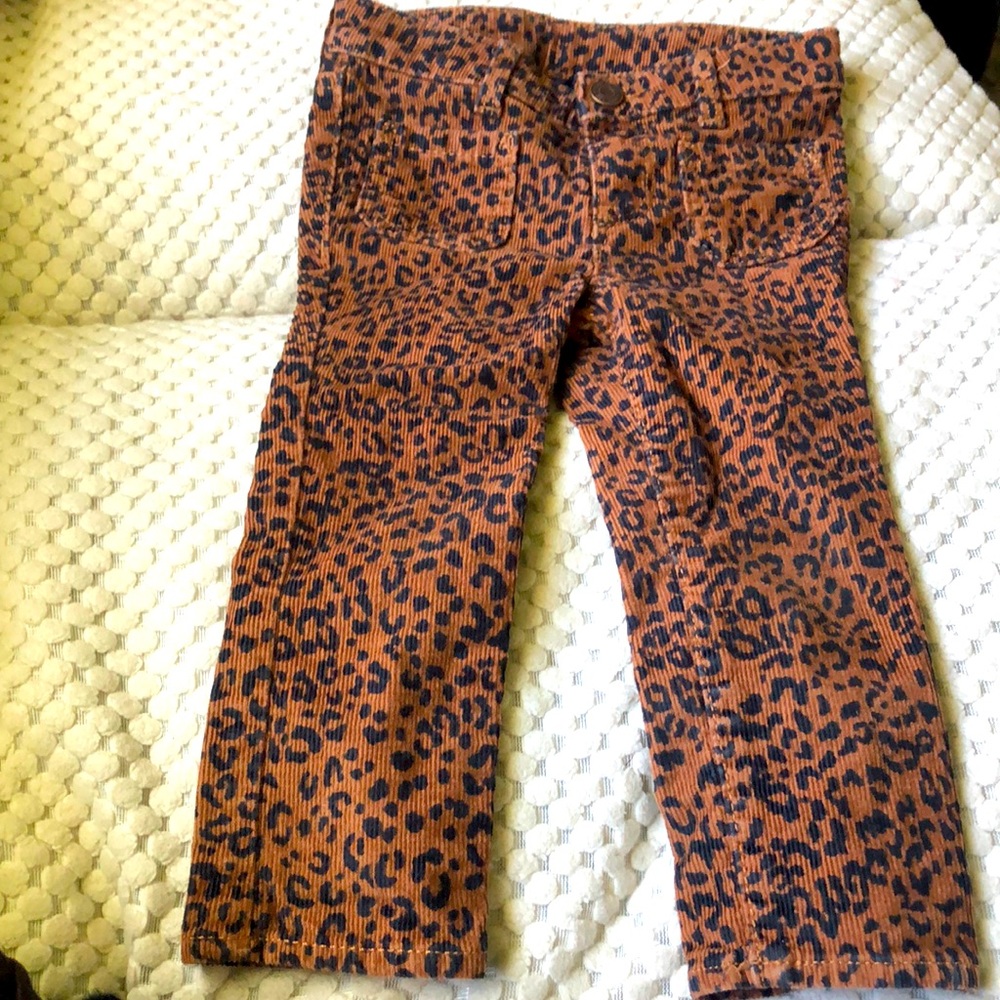 GAP 2T corduroy zippered, button fly cheetah pants